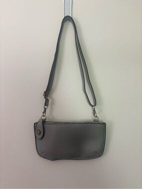 Gray Crossbody purse - Minimal Leatherette Design